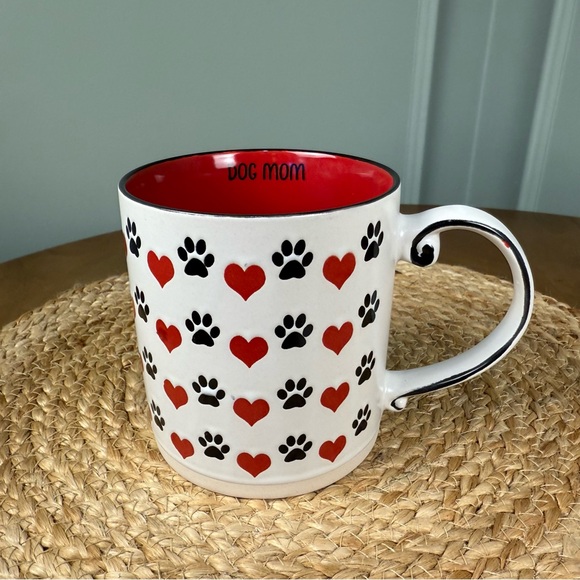 Spectrum Designz Other - Spectrum Designz Dog Mom Ceramic Coffee Mug Red Heart & Black Dog Paws 16 Oz